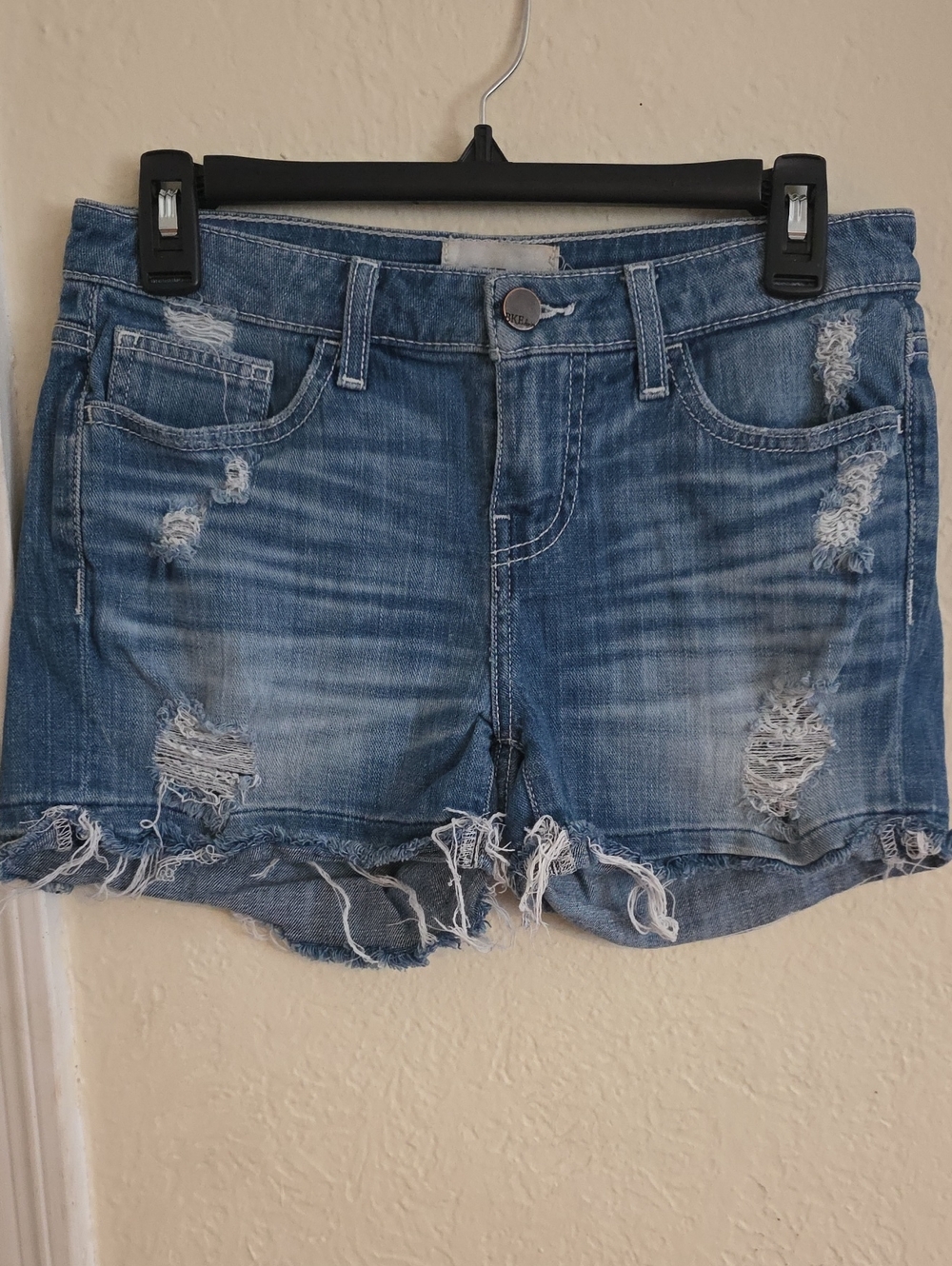 BKE Distressed Light Blue Denim Jean Shorts